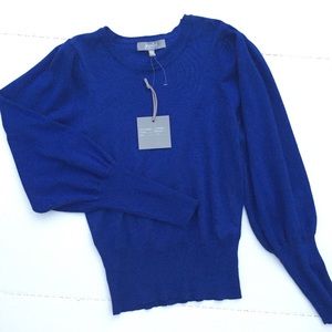 Cobalt blue sweater puff sleeves M